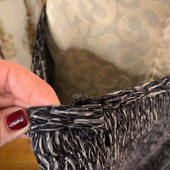 Spencer Jeremy NWT 8 Silk Navy White Pattern Skirt Lace Trim - Picture 7 of 9